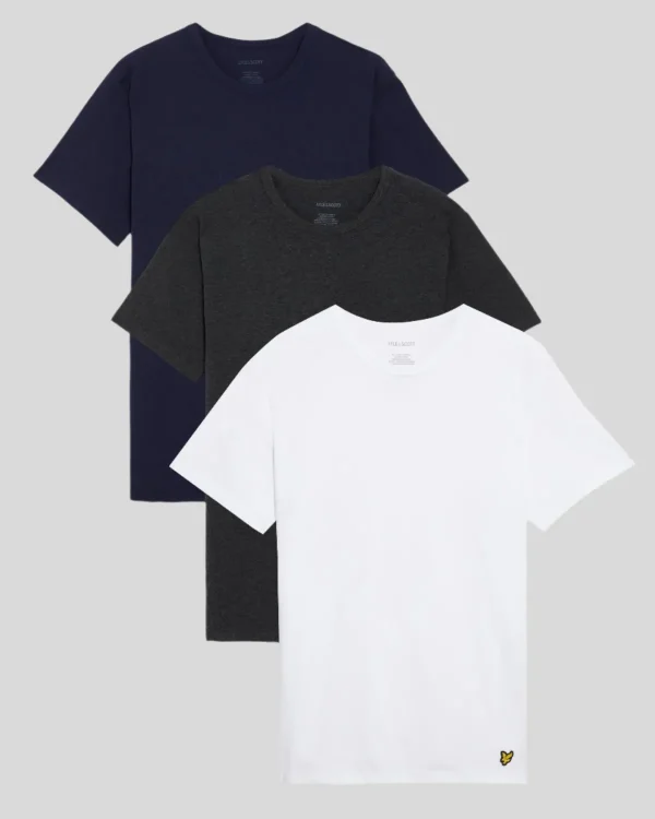 Lyle & Scott Geschenk-sets<Basic 3er Pack T-Shirt Weiß/Holzkohle-Mergel/Peakoat