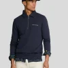 Lyle & Scott Drehbuchsticke<Bestickter Pullover mit 1/4 Reißverschluss und Kragen DarkNavy/Cove