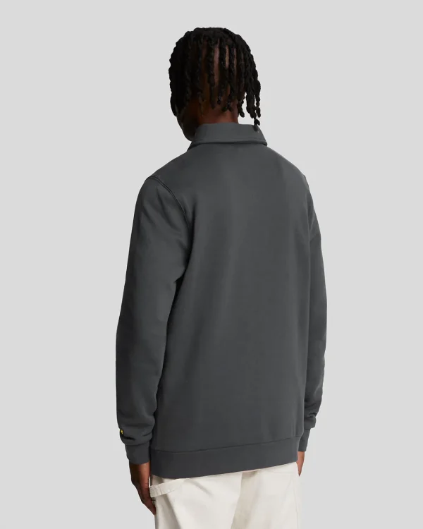 Lyle & Scott Drehbuchsticke | Pullover & Strickwaren<Bestickter Pullover mit 1/4 Reißverschluss und Kragen Gunmetal/Cove