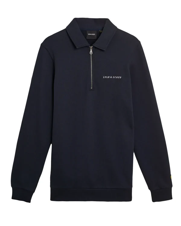 Lyle & Scott Drehbuchsticke<Bestickter Pullover mit 1/4 Reißverschluss und Kragen DarkNavy/Cove