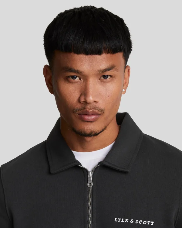 Lyle & Scott Drehbuchsticke | Pullover & Strickwaren<Bestickter Pullover mit 1/4 Reißverschluss und Kragen JetBlack/White