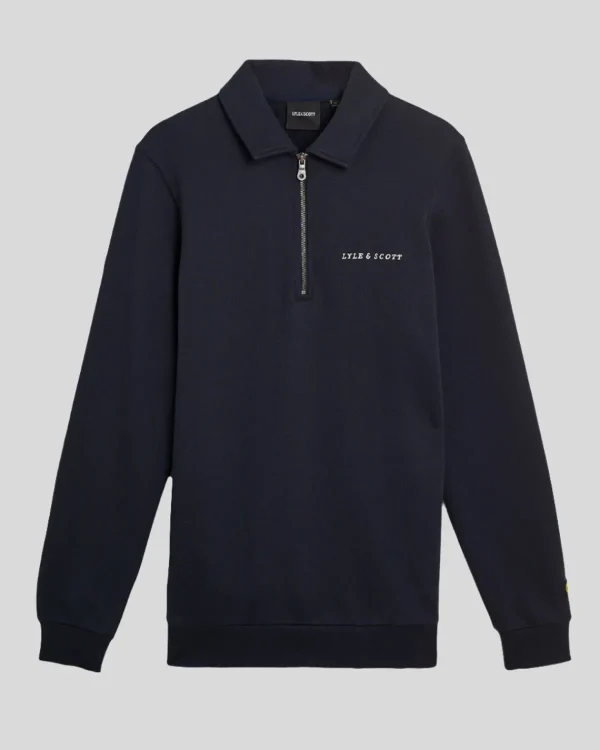 Lyle & Scott Drehbuchsticke<Bestickter Pullover mit 1/4 Reißverschluss und Kragen DarkNavy/Cove