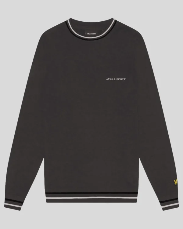 Lyle & Scott Drehbuchsticke | Pullover & Strickwaren<Bestickter Pullover mit Rundhalsausschnitt Gunmetal