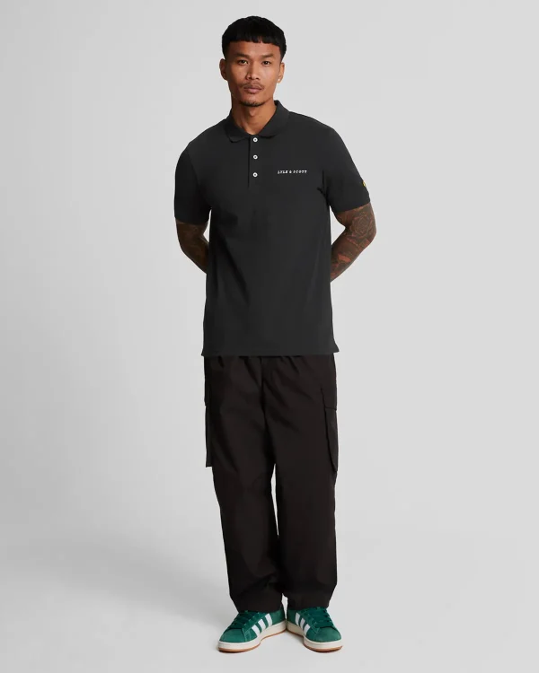 Lyle & Scott Drehbuchsticke | Polohemden<Besticktes Polohemd JetBlack/White
