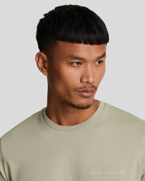 Lyle & Scott Drehbuchsticke | T-shirts<Besticktes T-Shirt DriedSage/Cove