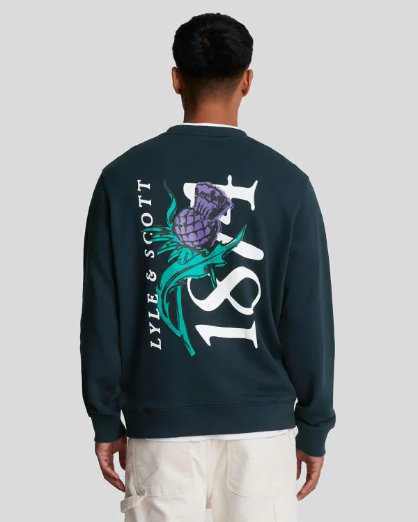 Lyle & Scott Vermächtnis | Sweatshirts<Distel Flora Bedrucktes Sweatshirt mit Rundhalsausschnitt DarkNavy