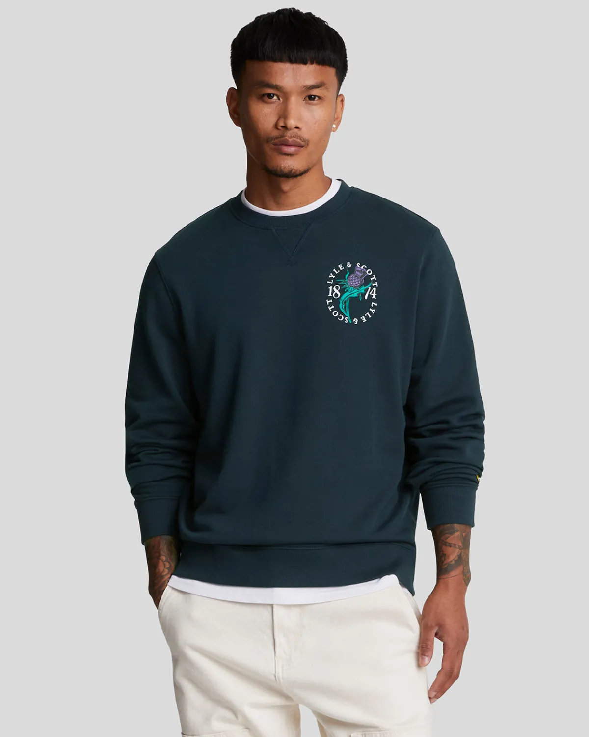distel_flora_bedrucktes_sweatshirt_mit_rundhalsausschnitt_1-1.webp Lyle & Scott Vermächtnis | Sweatshirts<Distel Flora Bedrucktes Sweatshirt mit Rundhalsausschnitt DarkNavy