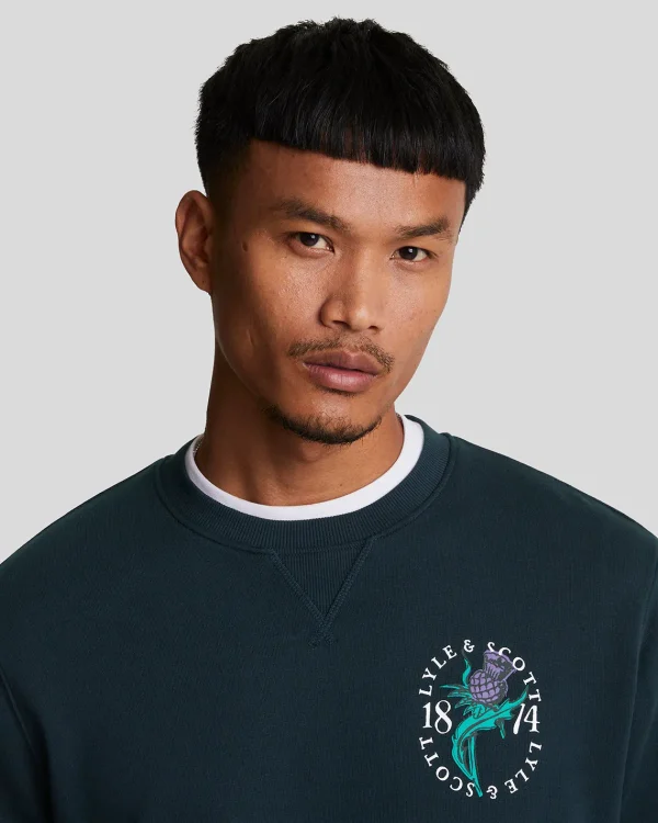 Lyle & Scott Vermächtnis | Sweatshirts<Distel Flora Bedrucktes Sweatshirt mit Rundhalsausschnitt DarkNavy