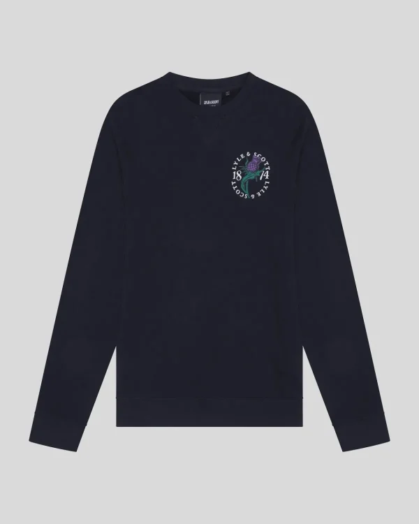 Lyle & Scott Vermächtnis | Sweatshirts<Distel Flora Bedrucktes Sweatshirt mit Rundhalsausschnitt Saddle