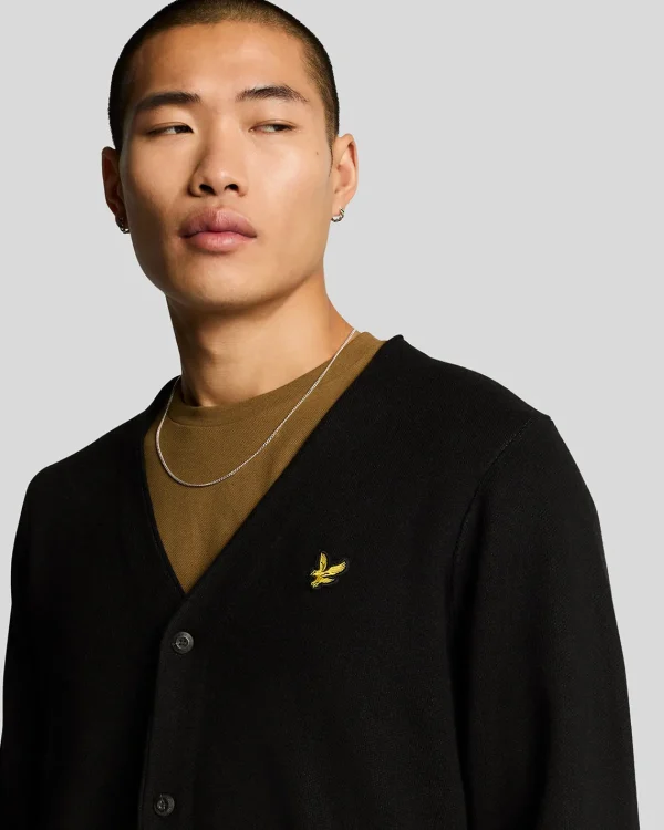 Lyle & Scott Pullover & Strickwaren<Doppelt gestrickte Strickjacke mit V-Ausschnitt JetBlack