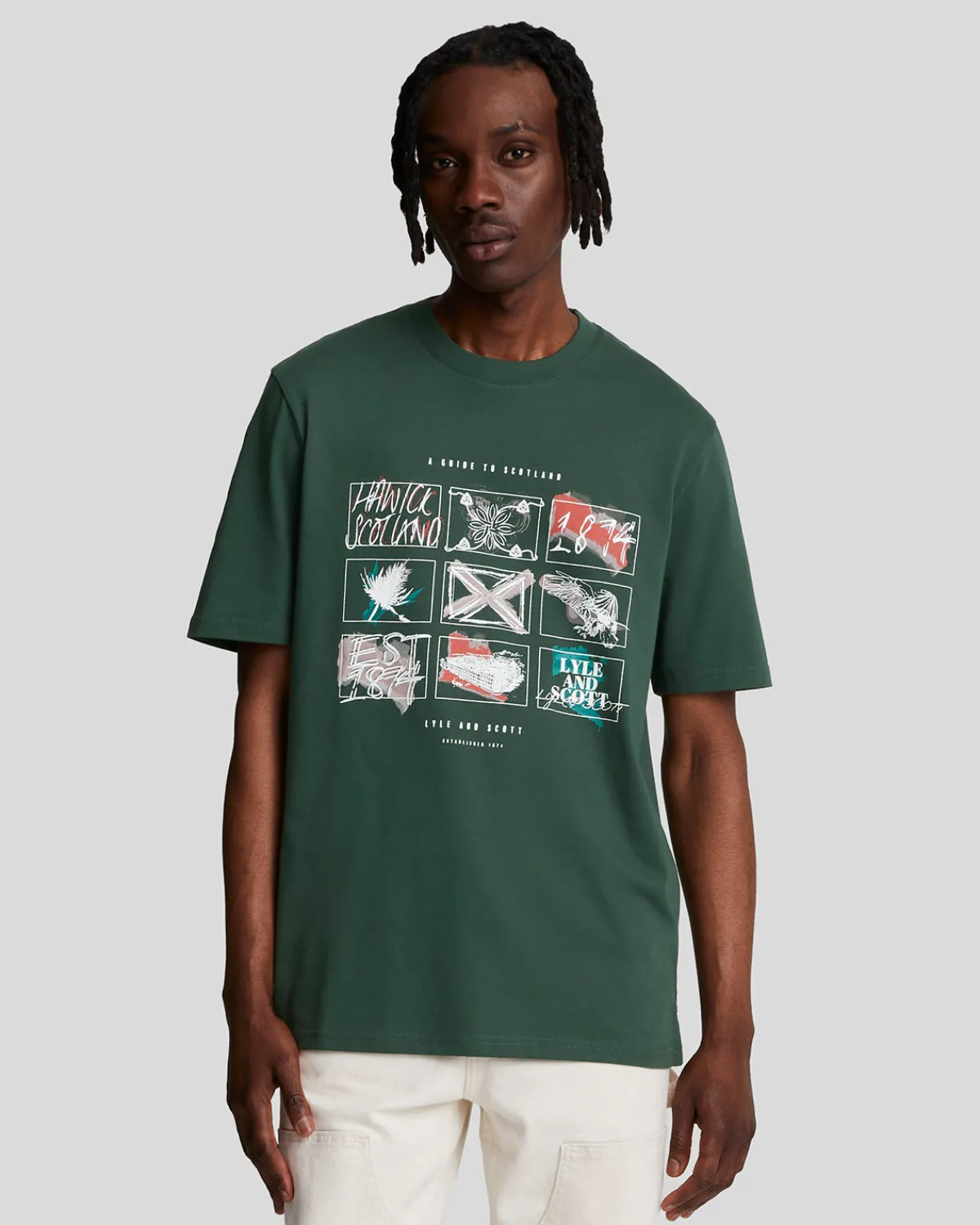 ein_fhrer_durch_schottland_grafik_tshirt_0-1.webp Lyle & Scott Vermächtnis | T-shirts<Ein Führer durch Schottland Grafik T-Shirt ArgyleTeal