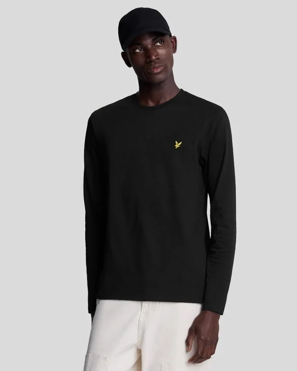 Lyle & Scott Grundlegendes | T-shirts<Einfarbiges T-Shirt mit langen Ärmeln Pechschwarz