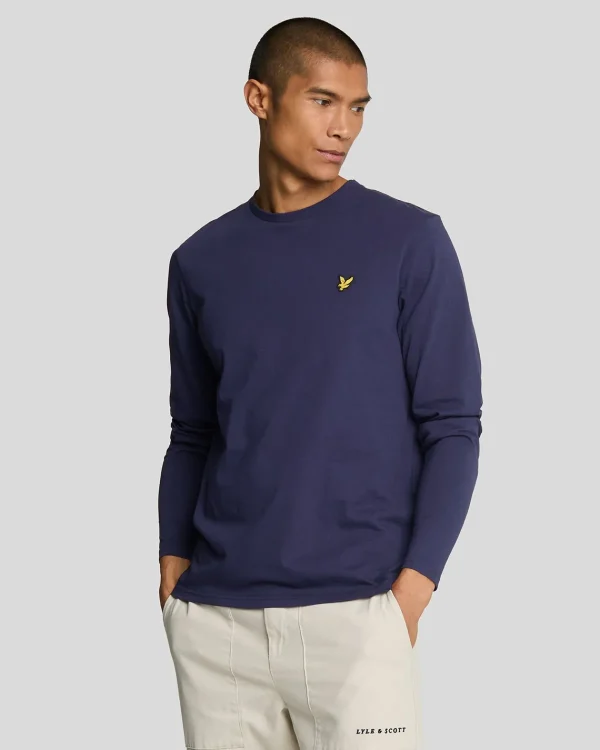 Lyle & Scott Grundlegendes | T-shirts<Einfarbiges T-Shirt mit langen Ärmeln Marine