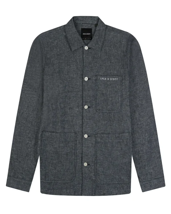 Lyle & Scott Drehbuchsticke<Flachs Überhemd DunkleMarine