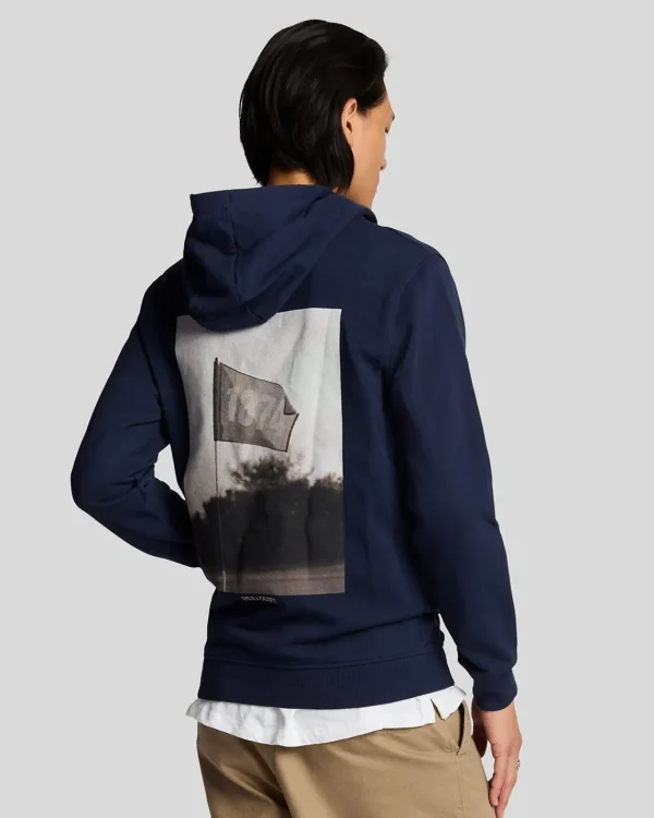 Lyle & Scott Kapuzenpullover<Flagge Druck Pullover Hoodie Marine