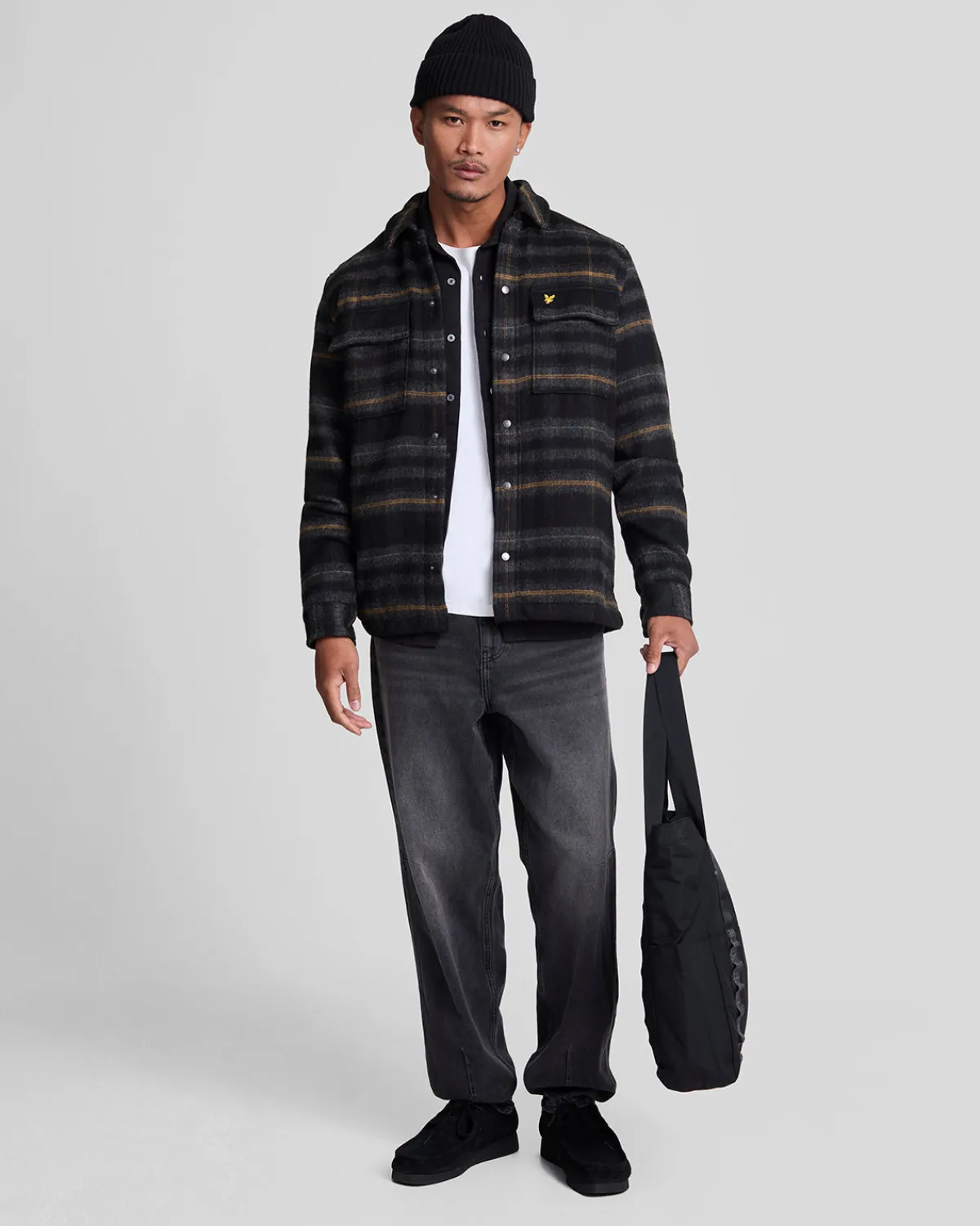gebrstetes_tartan_berhemd_1.webp Lyle & Scott Vermächtnis<Gebürstetes Tartan Überhemd JetBlack