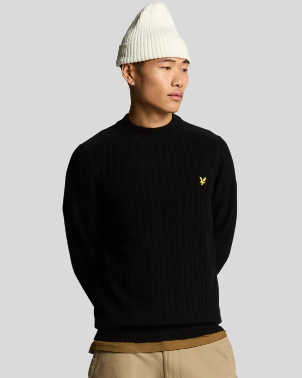 Lyle & Scott Pullover & Strickwaren<Gerippter Pullover mit Rundhalsausschnitt JetBlack