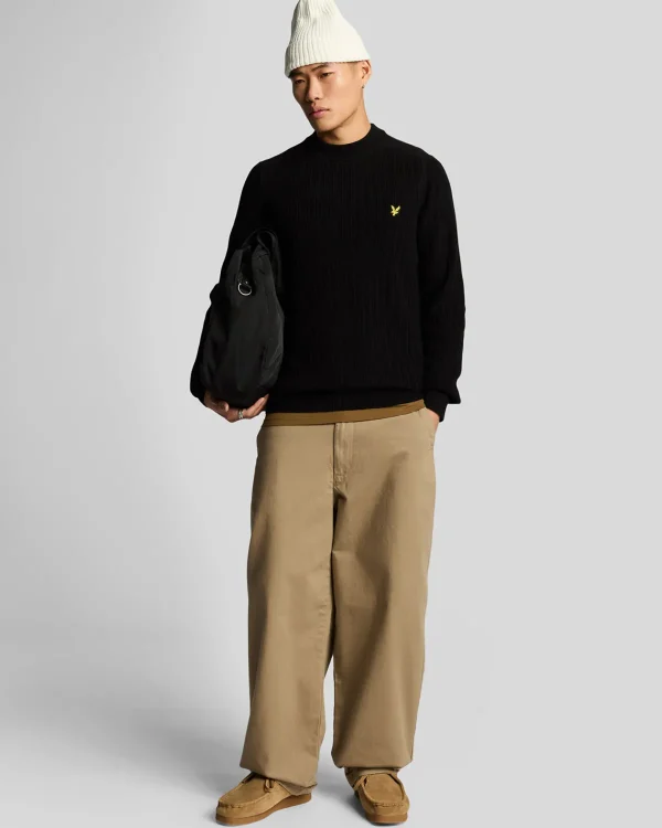 Lyle & Scott Pullover & Strickwaren<Gerippter Pullover mit Rundhalsausschnitt JetBlack