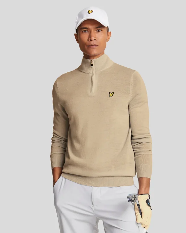 Lyle & Scott Golf | Pullover & Strickwaren<Golf 1/4 Zip Merino Pullover Safari