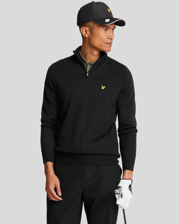 Lyle & Scott Golf | Pullover & Strickwaren<Golf 1/4 Zip Merino Pullover JetBlack