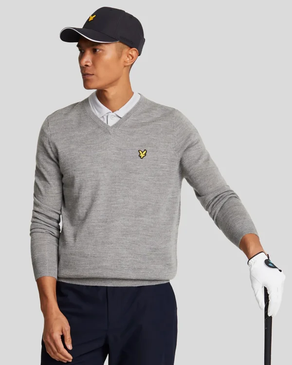 Lyle & Scott Golf | Pullover & Strickwaren<Golf V-Ausschnitt Pullover MidGreyMargel