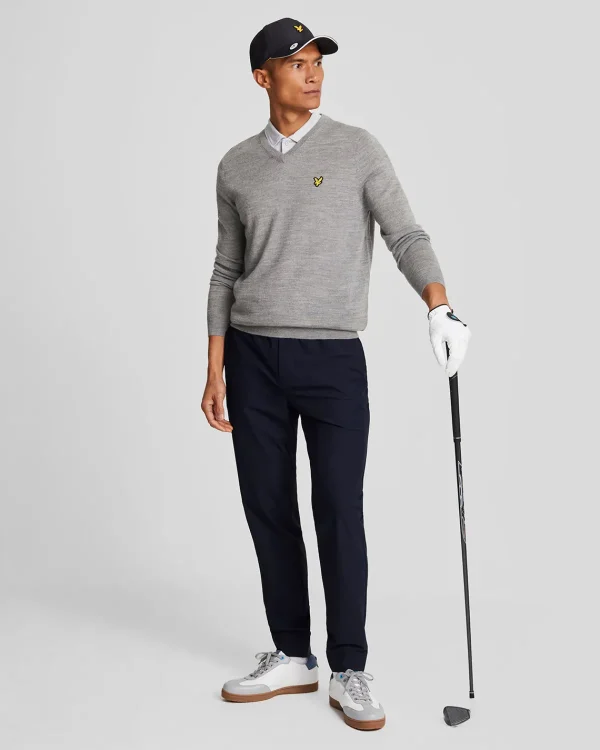 Lyle & Scott Golf | Pullover & Strickwaren<Golf V-Ausschnitt Pullover MidGreyMargel