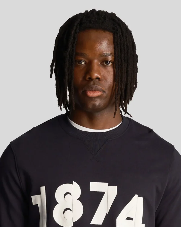 Lyle & Scott Sweatshirts<1874 Grafik Sweatshirt DunkleMarine