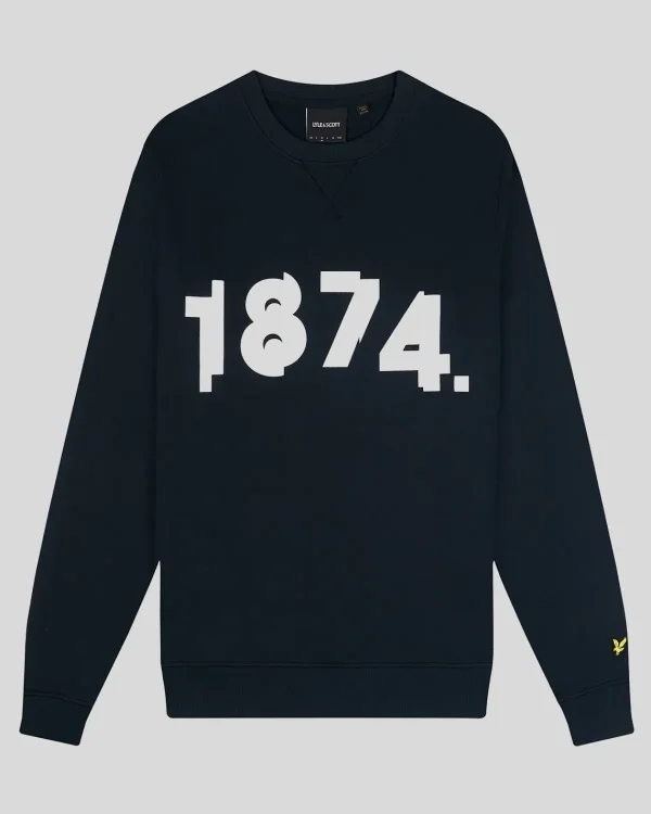 Lyle & Scott Sweatshirts<1874 Grafik Sweatshirt DunkleMarine