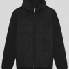 Lyle & Scott Groß & Groß | Übergrößen<Hybrid gesteppter Kapuzenpullover mit Reißverschluss JetBlack
