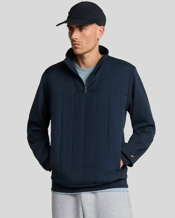 Lyle & Scott Vermächtnis | Sweatshirts<Hybrid gestepptes 1/4 Zip Sweatshirt MuddyNavy
