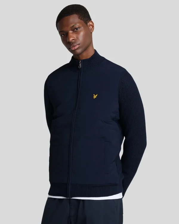 Lyle & Scott Pullover & Strickwaren<Hybride texturierte Strickjacke mit Reißverschluss MuddyNavy