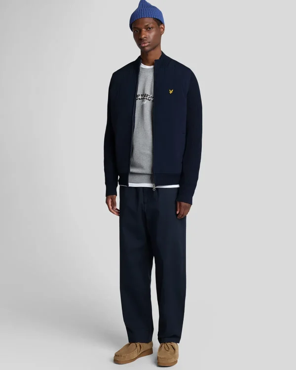 Lyle & Scott Pullover & Strickwaren<Hybride texturierte Strickjacke mit Reißverschluss MuddyNavy