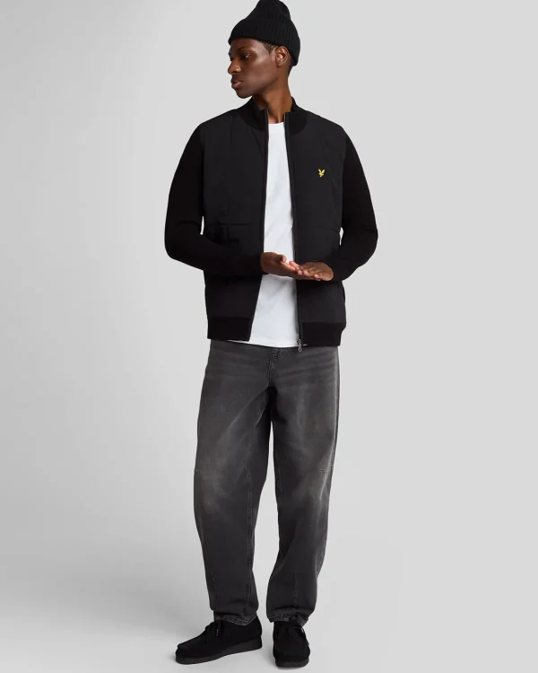 Lyle & Scott Pullover & Strickwaren<Hybride texturierte Strickjacke mit Reißverschluss JetBlack