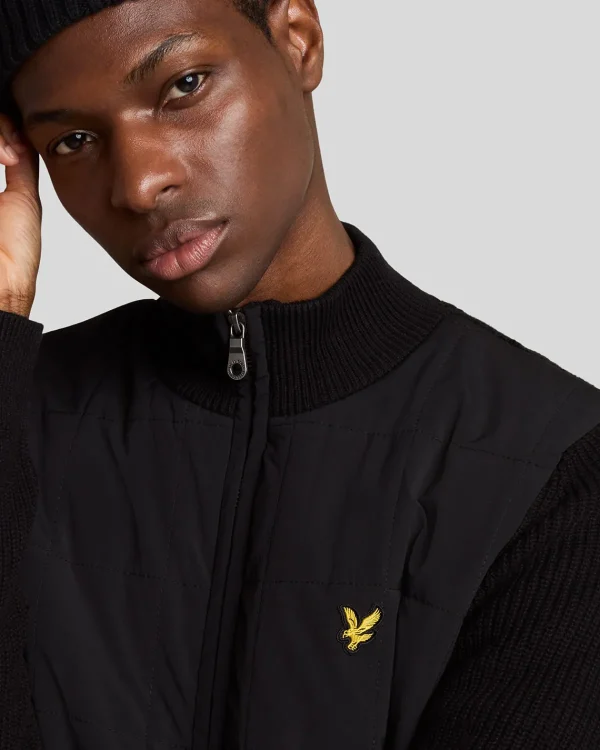 Lyle & Scott Pullover & Strickwaren<Hybride texturierte Strickjacke mit Reißverschluss JetBlack