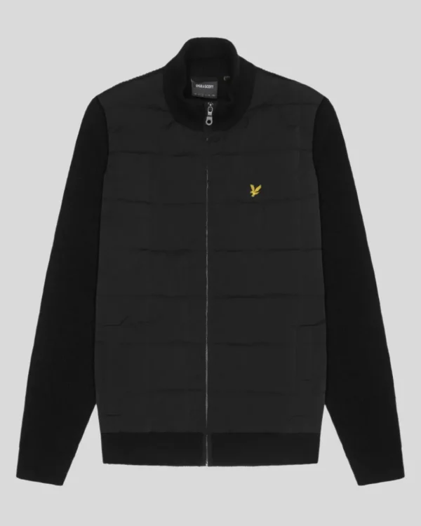 Lyle & Scott Pullover & Strickwaren<Hybride texturierte Strickjacke mit Reißverschluss JetBlack