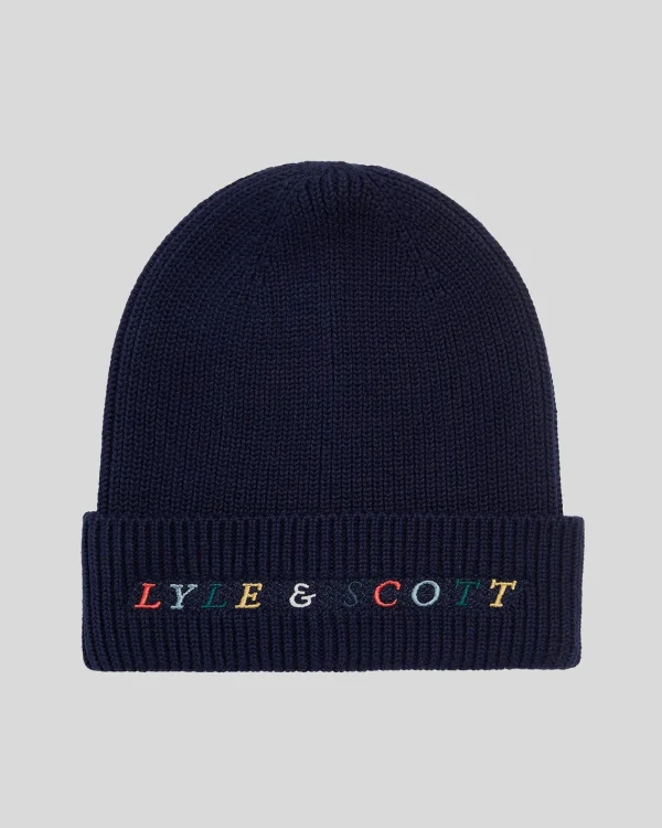 Lyle & Scott Kopfbedeckungen<Kinder Multi Farbe Stickerei Beanie Marine