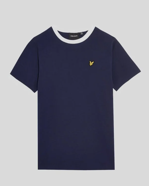 Lyle & Scott Kinder Polos & T-shirts<Kinder Ringer T-Shirt Marine/Weiß