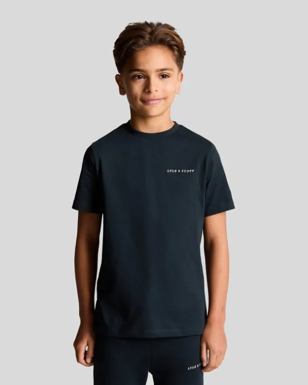 Lyle & Scott Kinder Polos & T-shirts<Kinder T-Shirt mit gestickter Schrift DunkleMarine