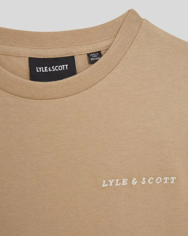 Lyle & Scott Kinder Polos & T-shirts<Kinder T-Shirt mit gestickter Schrift SandStorm