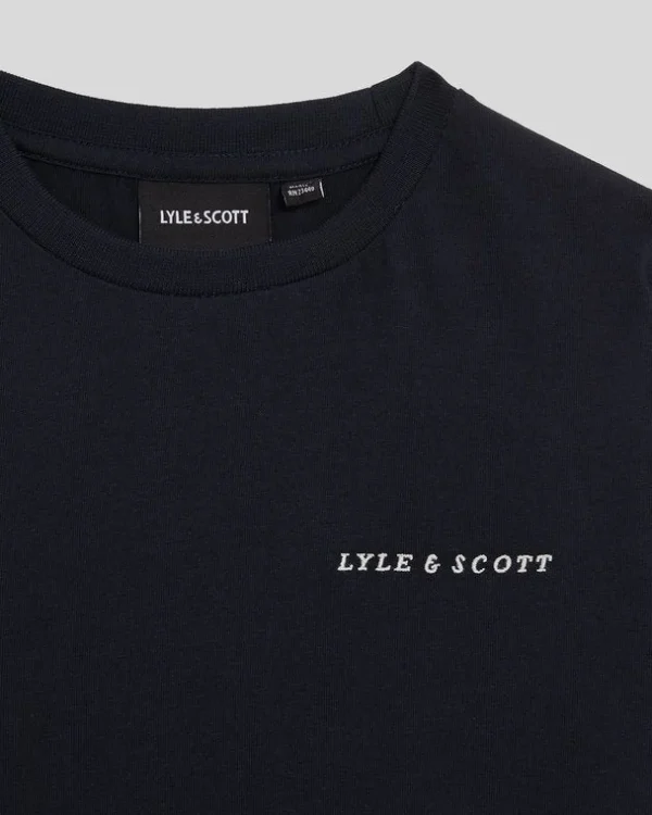 Lyle & Scott Kinder Polos & T-shirts<Kinder T-Shirt mit gestickter Schrift DunkleMarine