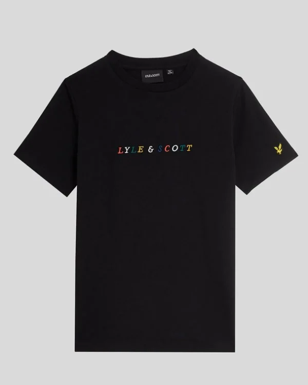 Lyle & Scott Kinder Polos & T-shirts<Kinder T-Shirt mit mehrfarbiger Stickerei JetBlack