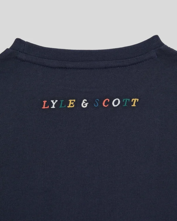 Lyle & Scott Kinder Polos & T-shirts<Kinder T-Shirt mit mehrfarbiger Stickerei Navy