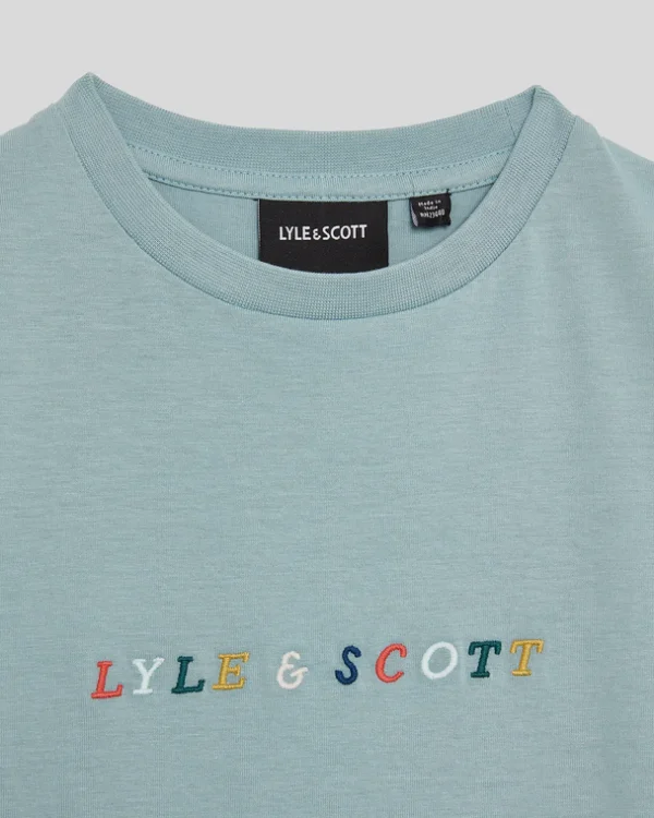 Lyle & Scott Kinder Polos & T-shirts<Kinder T-Shirt mit mehrfarbiger Stickerei BlueSmoke