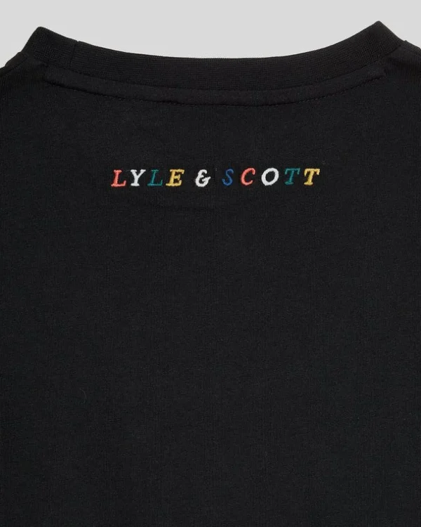 Lyle & Scott Kinder Polos & T-shirts<Kinder T-Shirt mit mehrfarbiger Stickerei JetBlack