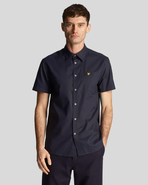 Lyle & Scott Hemden<Kurzärmeliges Hemd aus einfarbiger Popeline DunkleMarine