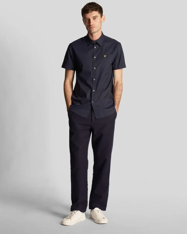 Lyle & Scott Hemden<Kurzärmeliges Hemd aus einfarbiger Popeline DunkleMarine