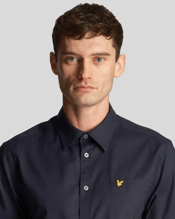 Lyle & Scott Hemden<Kurzärmeliges Hemd aus einfarbiger Popeline DunkleMarine