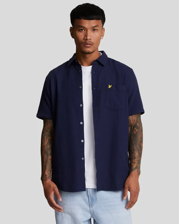 Lyle & Scott Hemden<Kurzärmeliges Hemd aus Korbgeflecht Navy