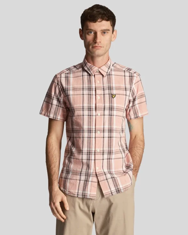 Lyle & Scott Vermächtnis | Hemden<Kurzärmeliges Hemd mit Leinen-Karo PalmPink