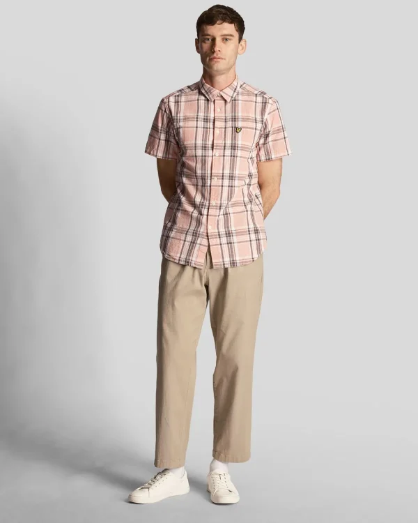 Lyle & Scott Vermächtnis | Hemden<Kurzärmeliges Hemd mit Leinen-Karo PalmPink